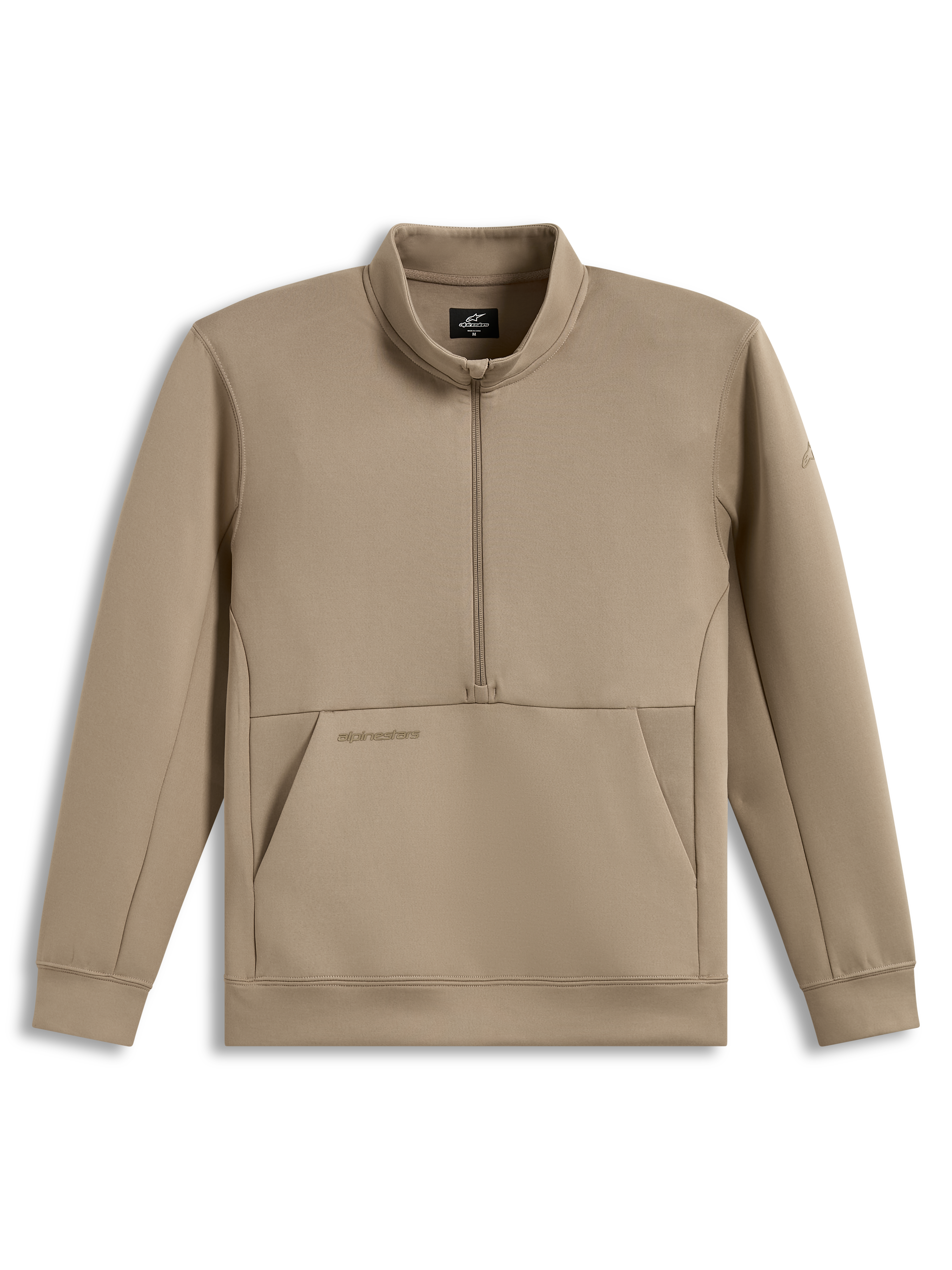 Alpinestars Apera Half-Zip Sweatshirt, Sportswear Pullover, Sand, Fleece Material with Kangaroo Pocket and Tonal Logos