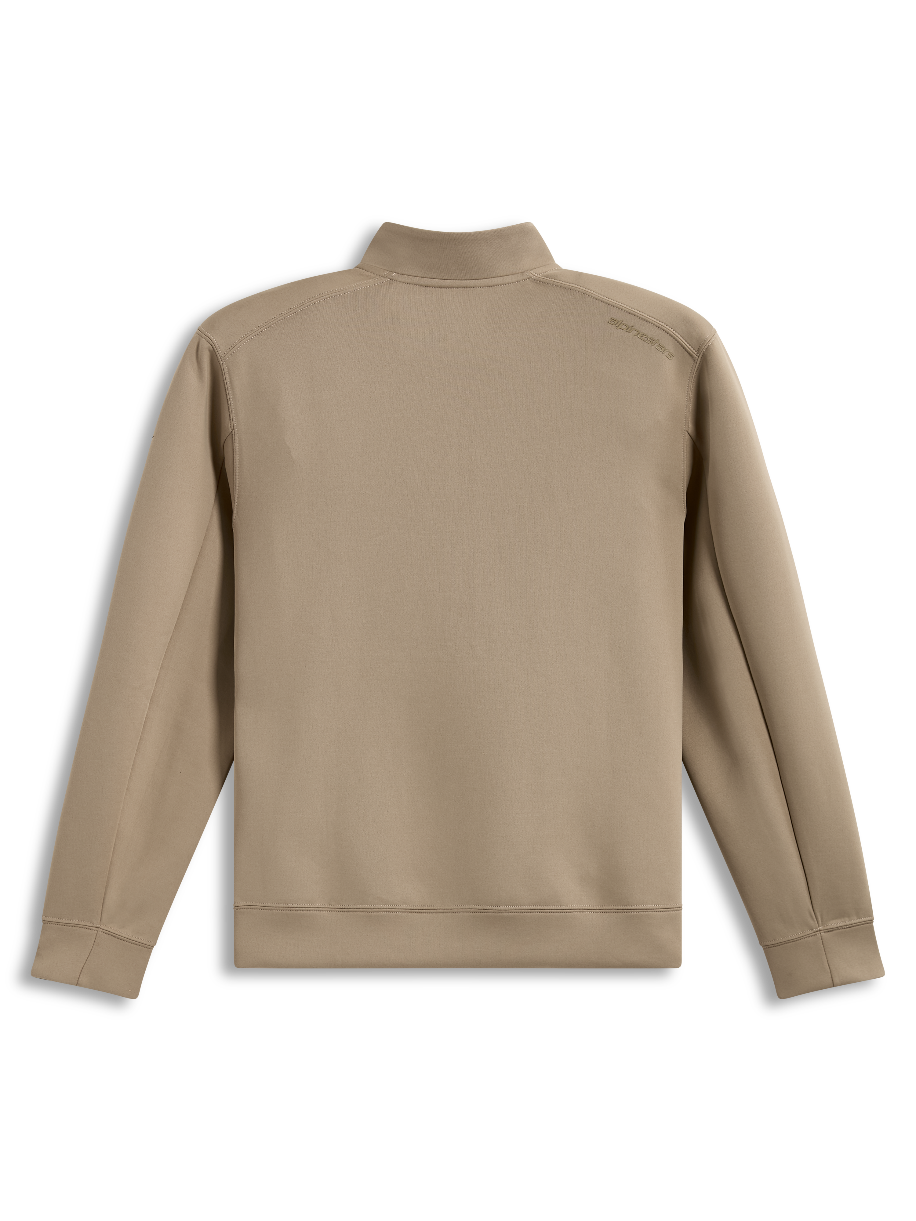 Alpinestars Apera Half-Zip Sweatshirt in Sand, rear view showing tonal logo and premium double face fleece construction.