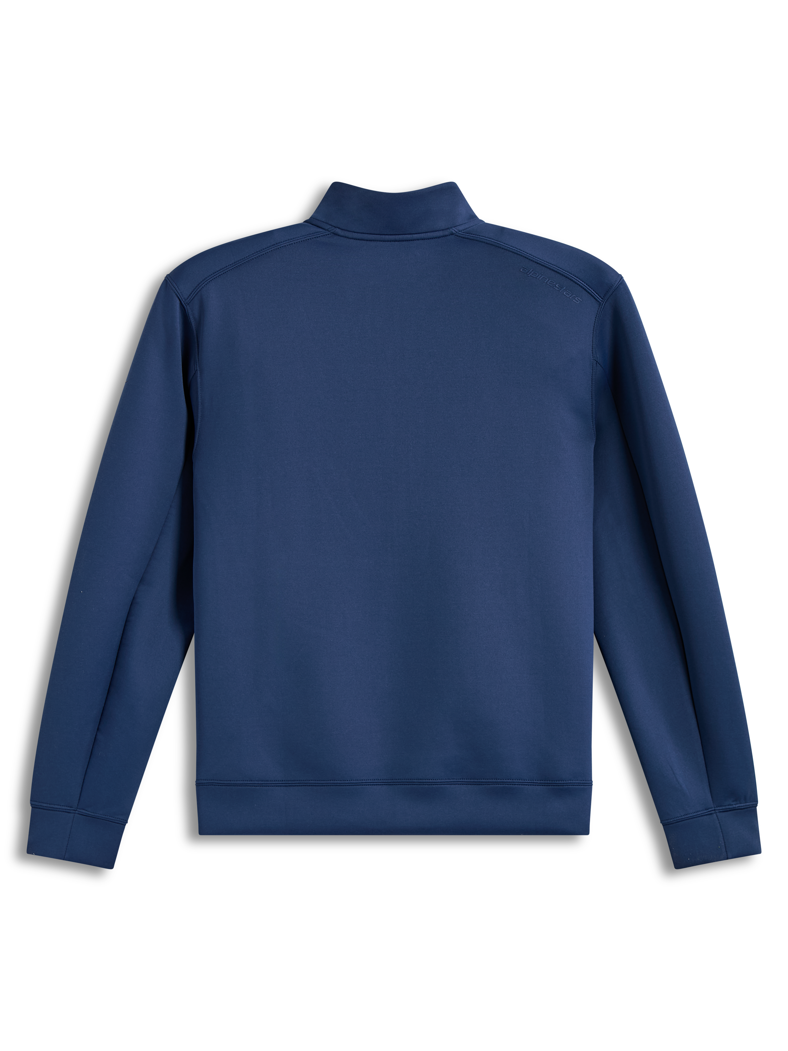 Alpinestars Apera Half-Zip Sweatshirt, Steel Blue fleece sportswear pullover with a tonal shoulder logo, seen from the back.
