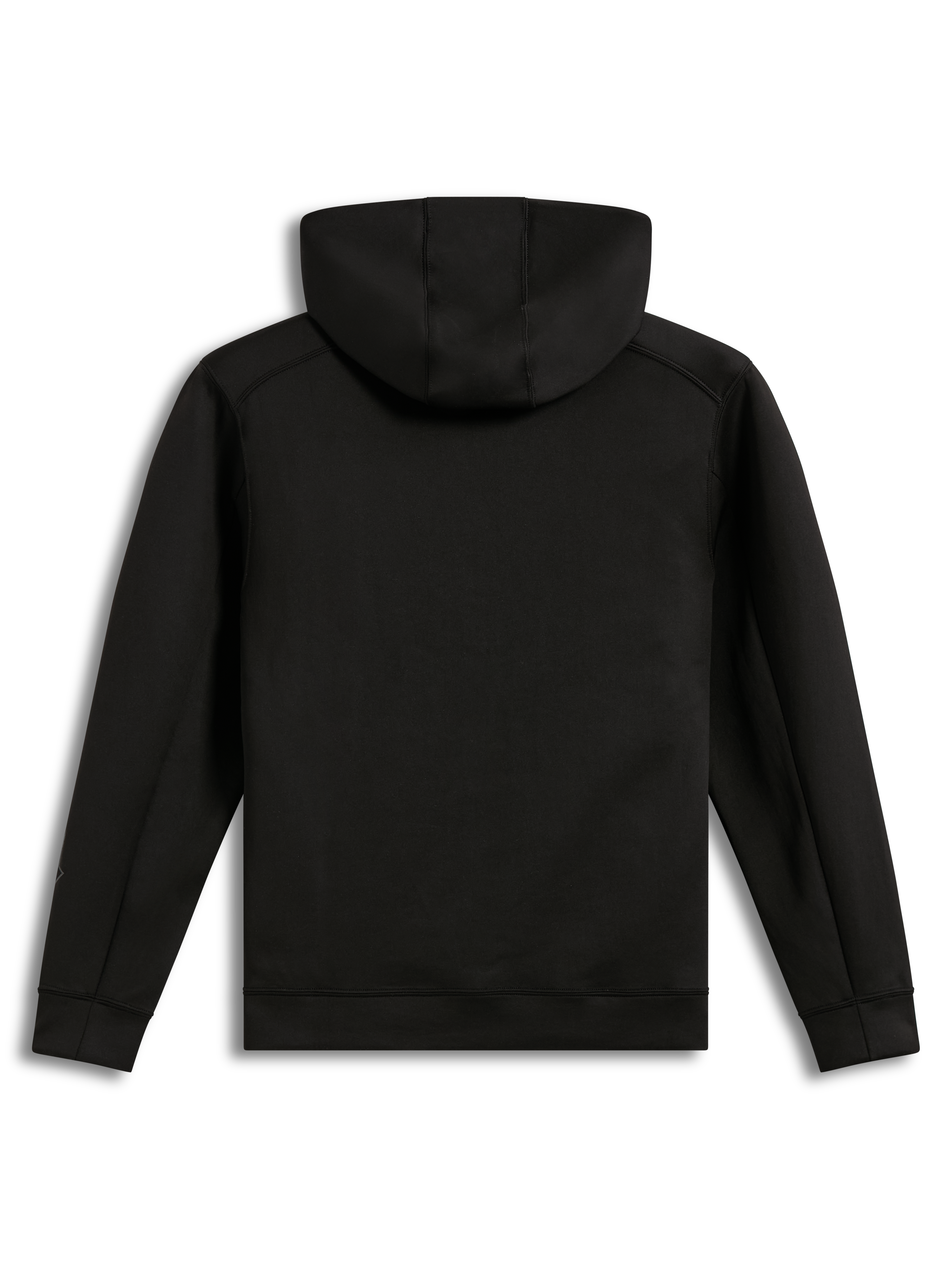 Alpinestars Datrix Hoodie in Black, featuring a back view of the tri-blend fleece pullover with a mesh-lined hood.