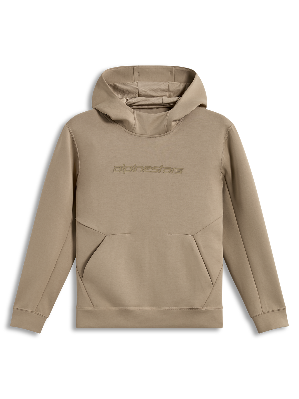 Alpinestars Datrix Hoodie in Putty, a premium double-face fleece sportswear pullover featuring a tonal HD chest logo.