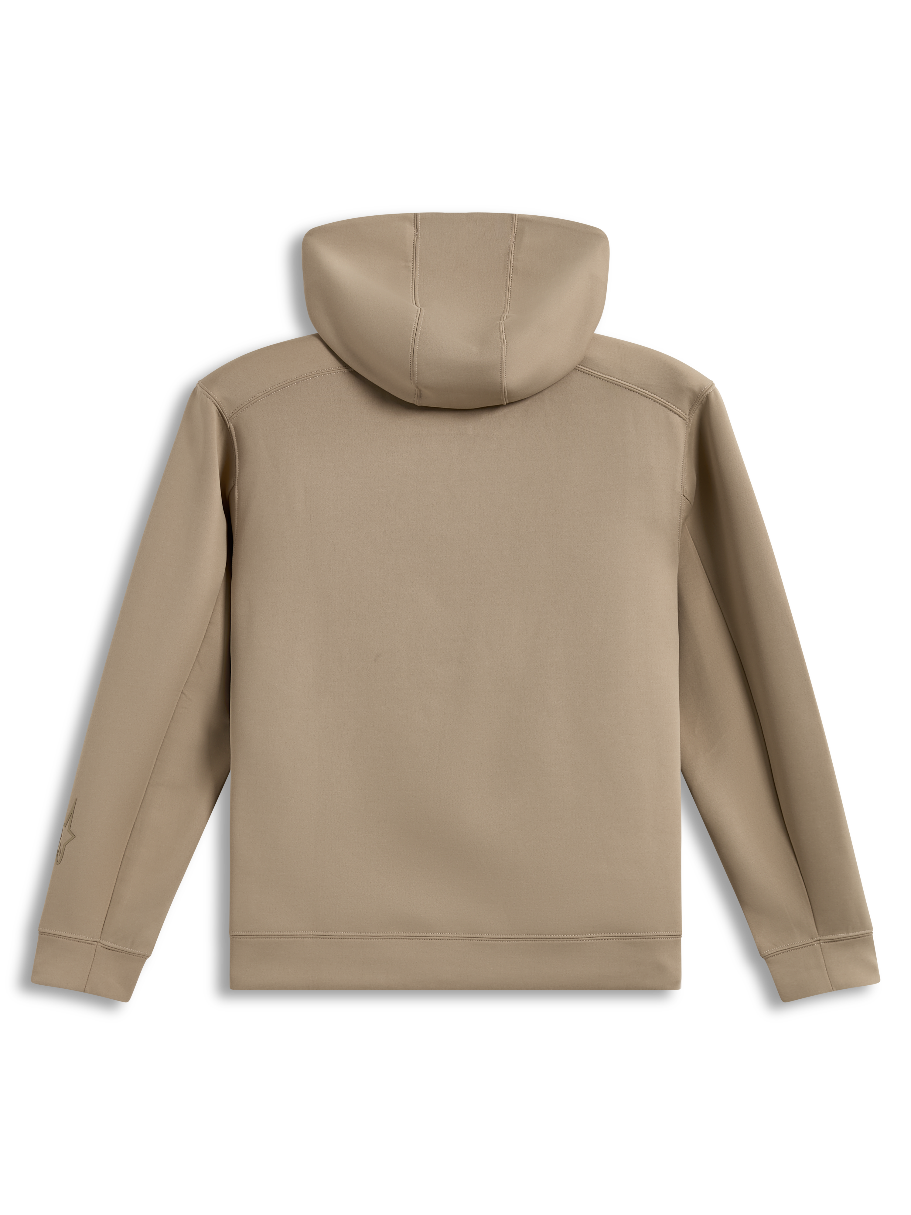 Alpinestars Datrix Hoodie, Sportswear Pullover, Putty Tan, Tri-Blend Fleece with mesh-lined hood, back view.