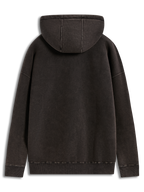 Alpinestars Infinite Washed Oversized Hoodie, Sportswear Pullover, Washed Black snow-wash fleece, back view showing ribbed hem.