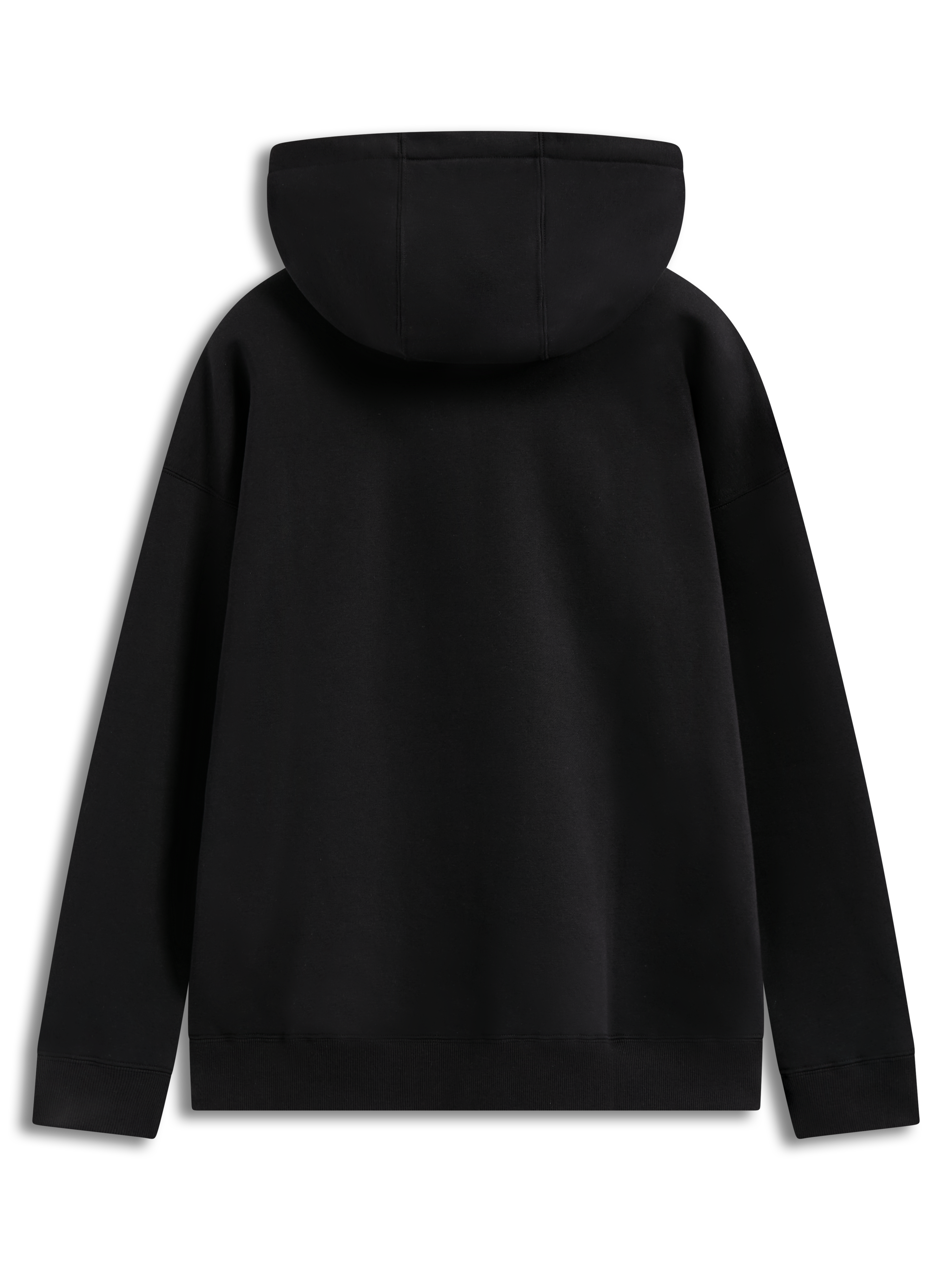 Alpinestars Prelude Oversized Hoodie, black sportswear fleece pullover shown from the back with a hood and ribbed cuffs.