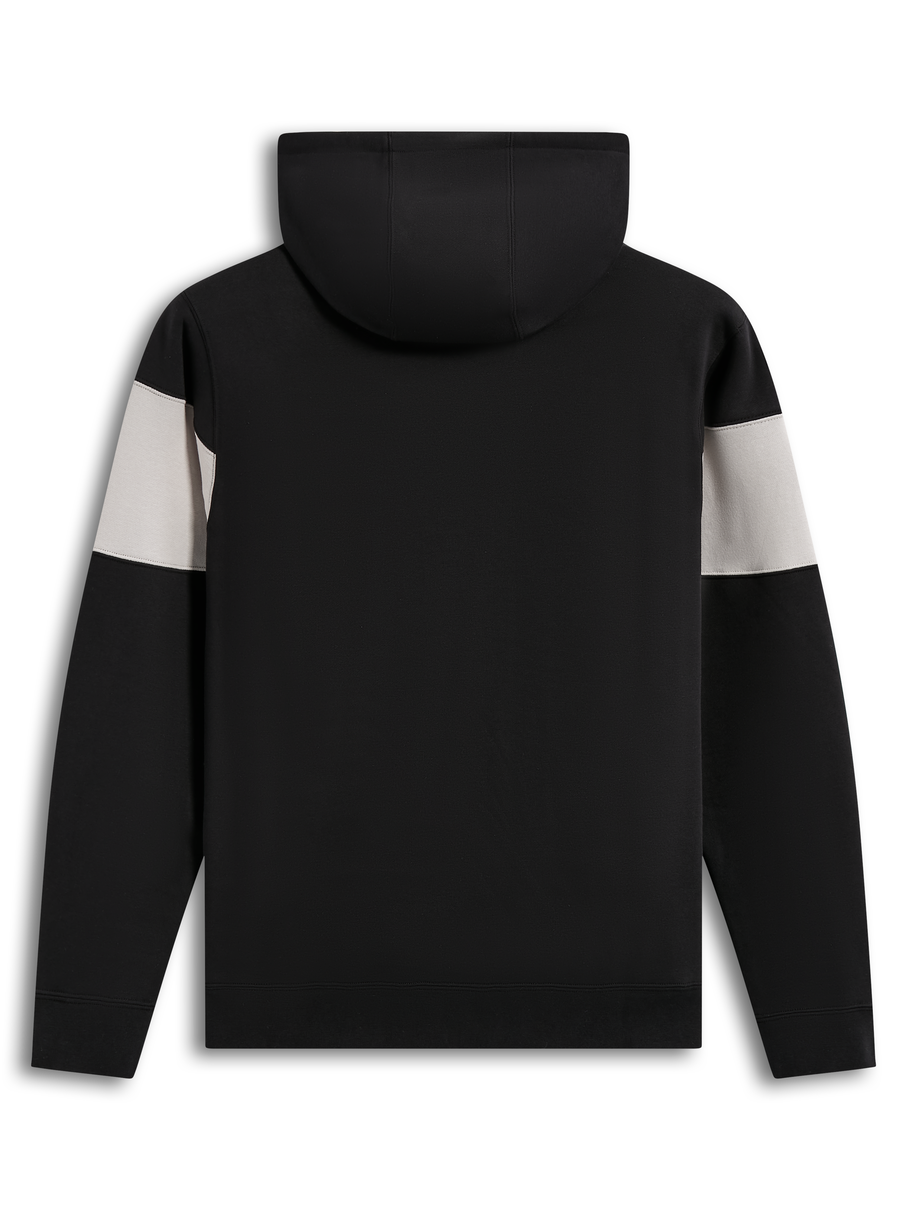 Alpinestars Cubic Hoodie in black and grey, premium color-blocked fleece sportswear shown from the back view.