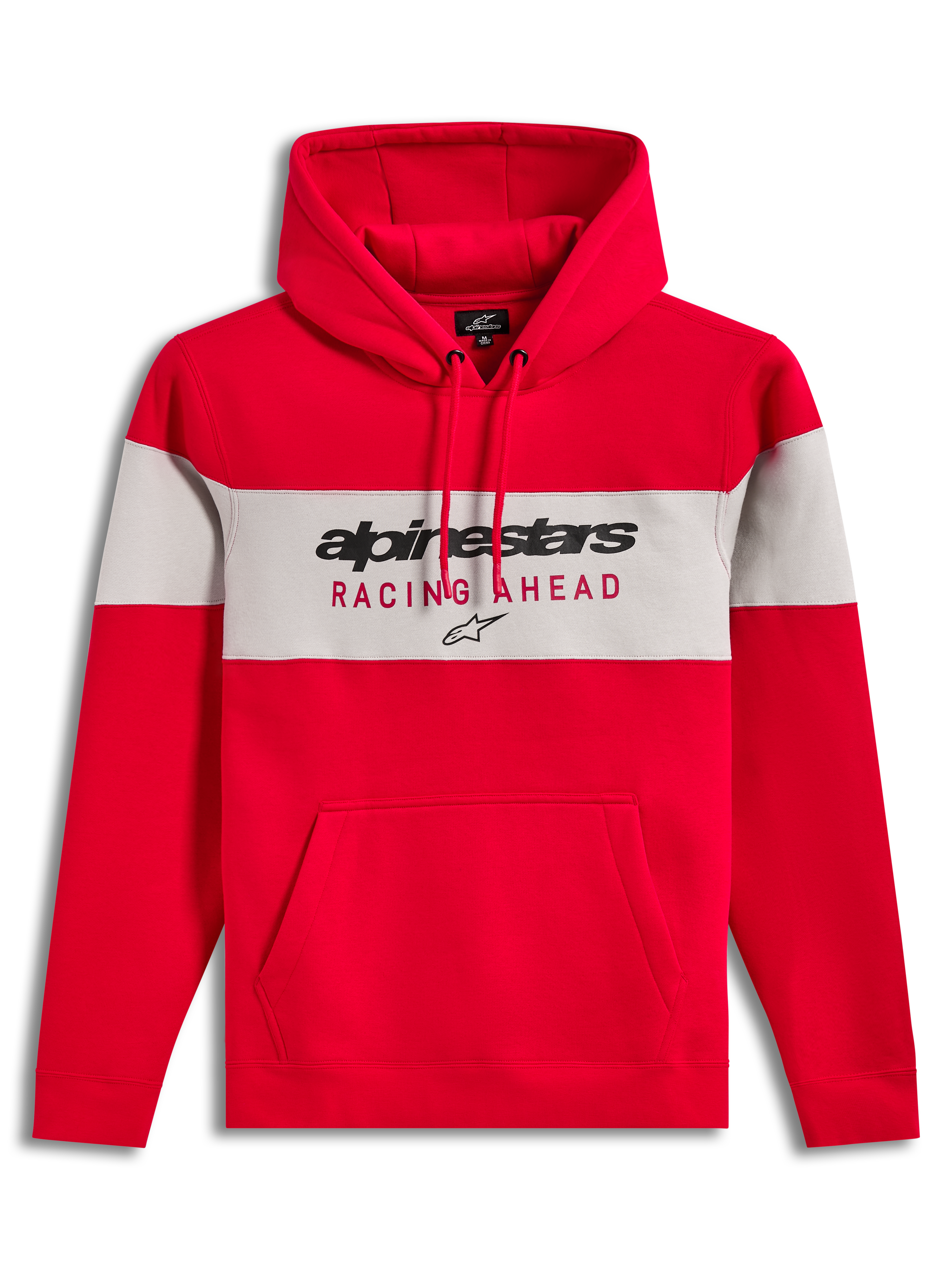 Alpinestars Cubic Hoodie, Sportswear Pullover, Unisex, Red and Grey, color-blocked cotton-polyester fleece with chest logo.