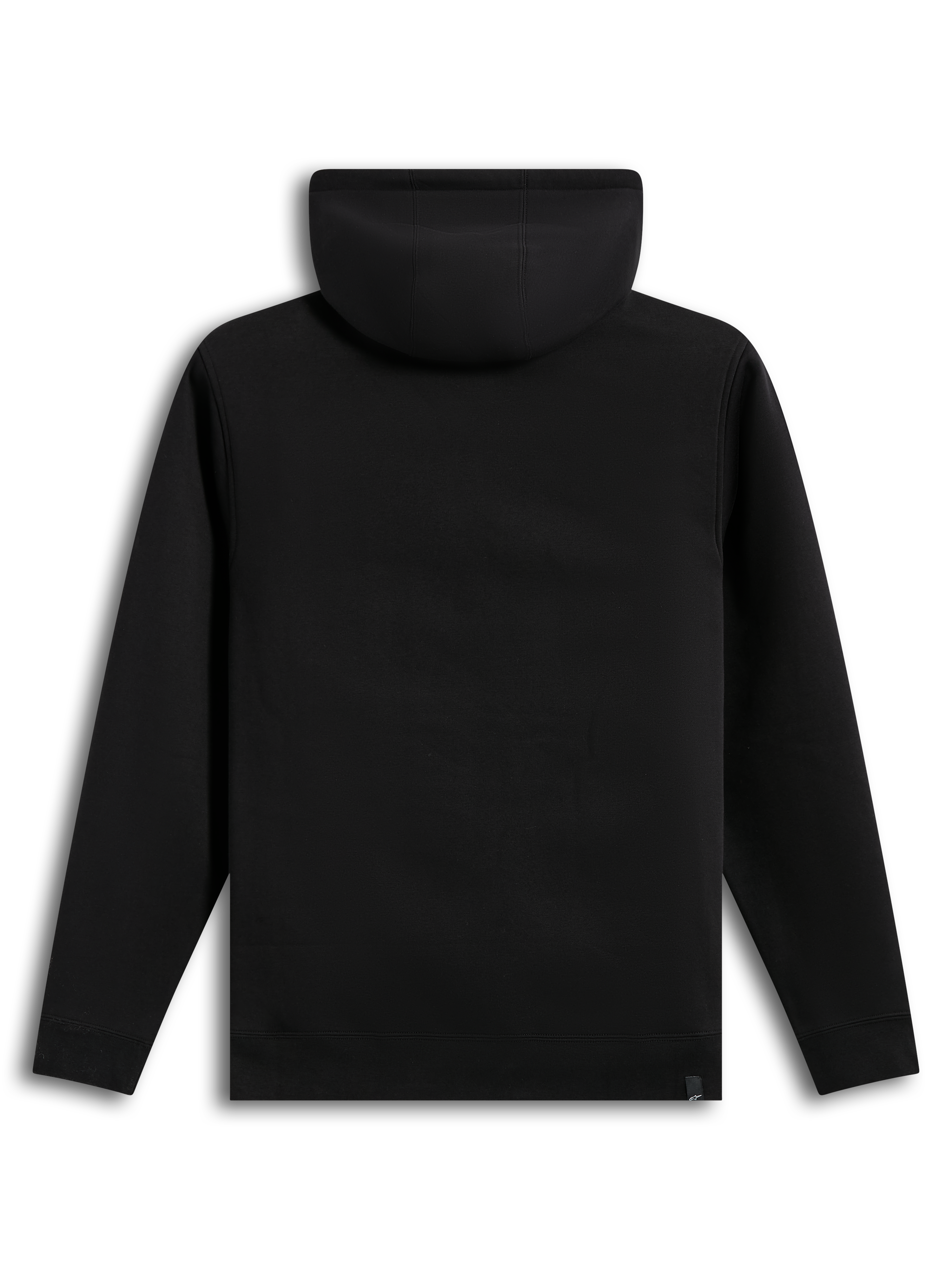 Alpinestars Race Wordmark Hoodie, black sportswear pullover fleece, back view showing a clean, cotton-blend construction.