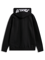 Alpinestars Pioneer Oversized Hoodie in black fleece, featuring a white embroidered Astars logo on the hood, back view.