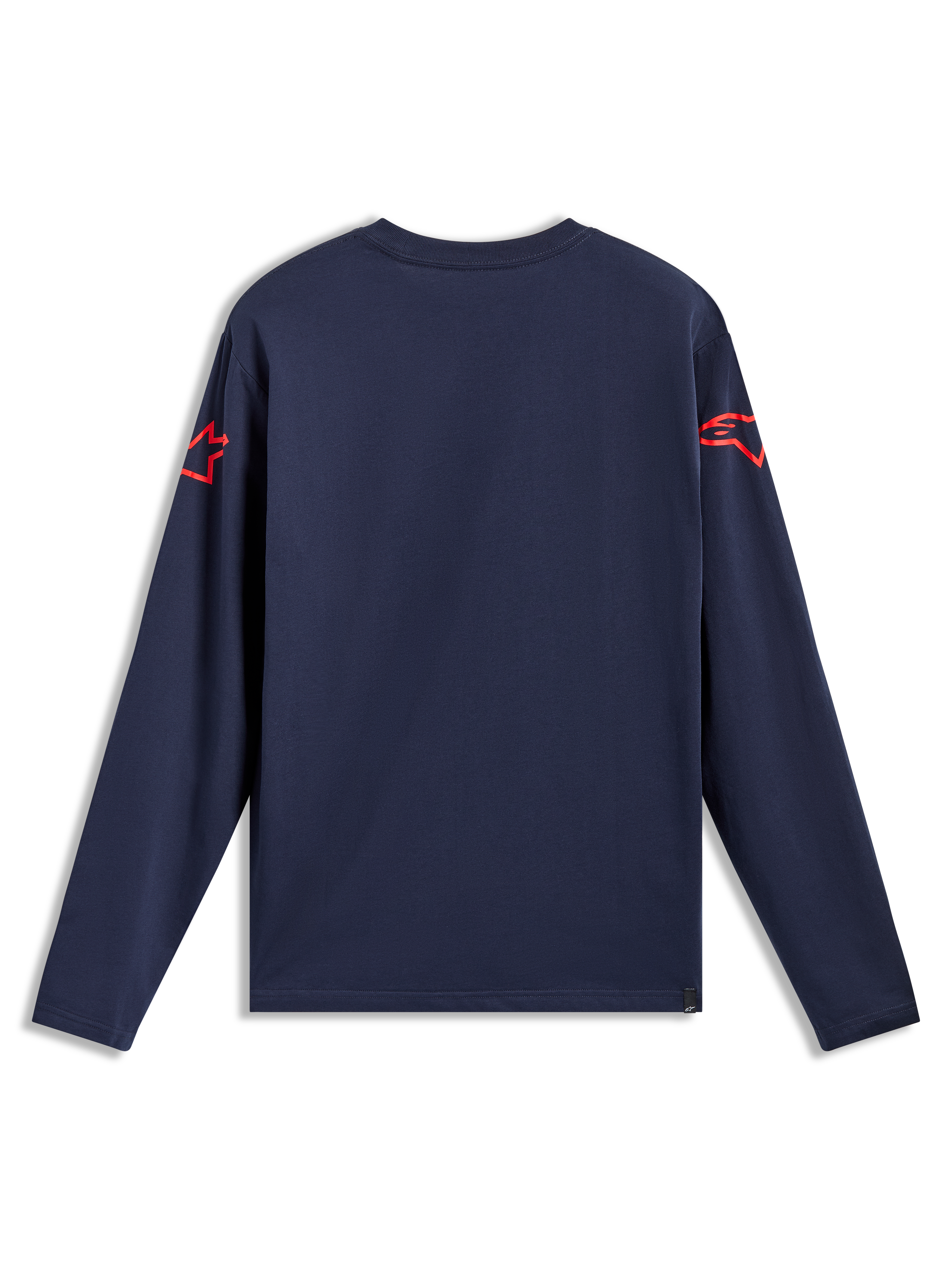 Alpinestars Velocifier CSF Long Sleeve Tee, navy blue back view with red shoulder logos, casual cotton blend sportswear.