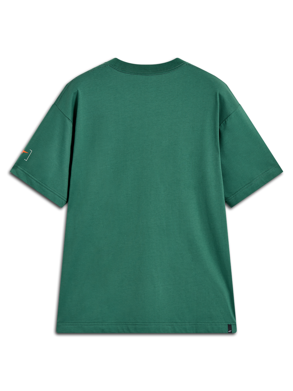 Alpinestars Infinity Oversized CSF Tee, green cotton-blend relaxed shirt, back view with sleeve bracket logo.