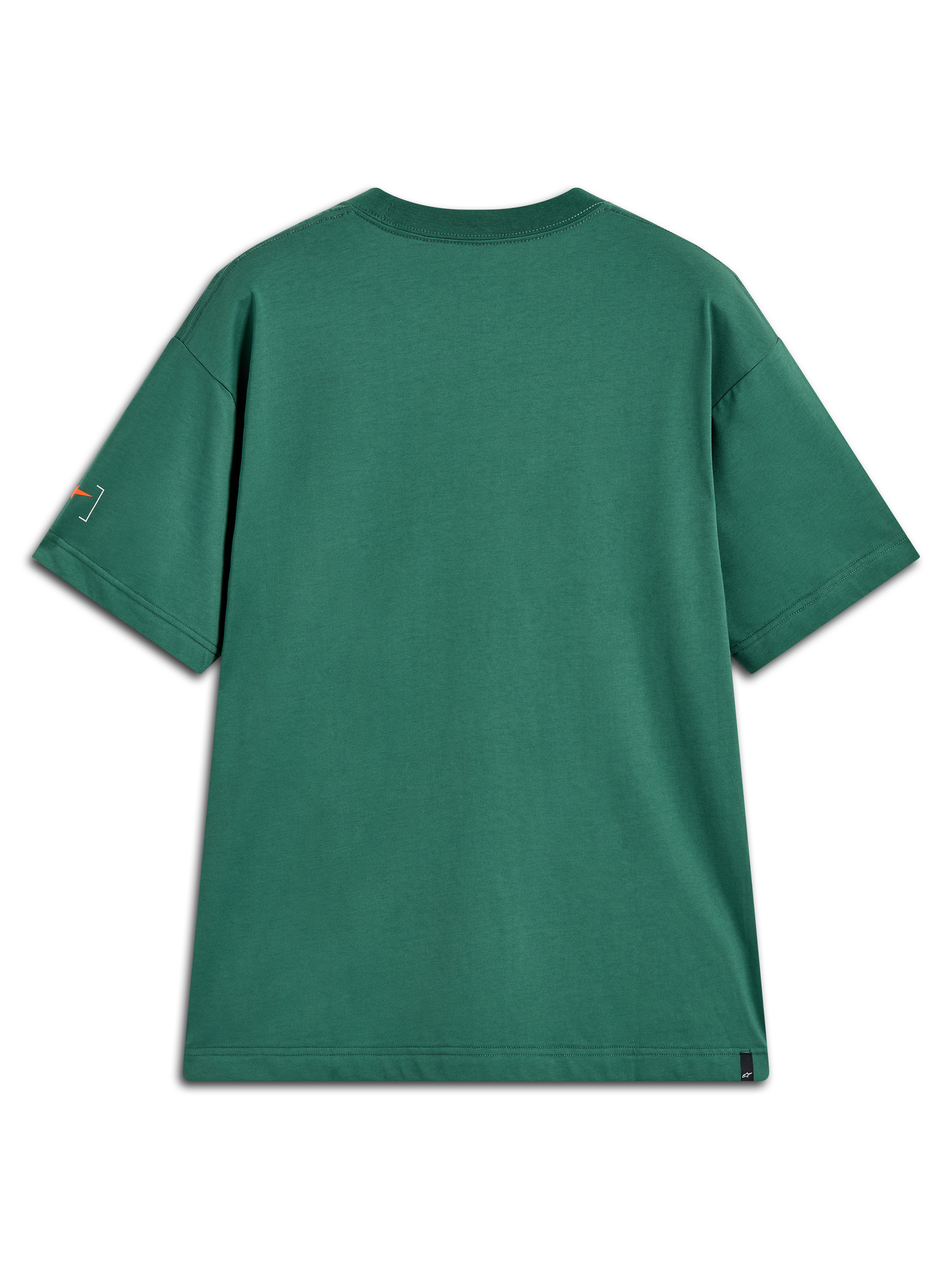 Alpinestars Infinity Oversized CSF Tee, green cotton-blend relaxed shirt, back view with sleeve bracket logo.