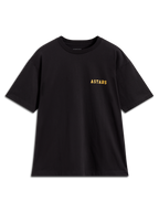 Alpinestars Latitude Oversized CSF Tee, black short-sleeve sportswear shirt featuring a yellow Astars word logo.