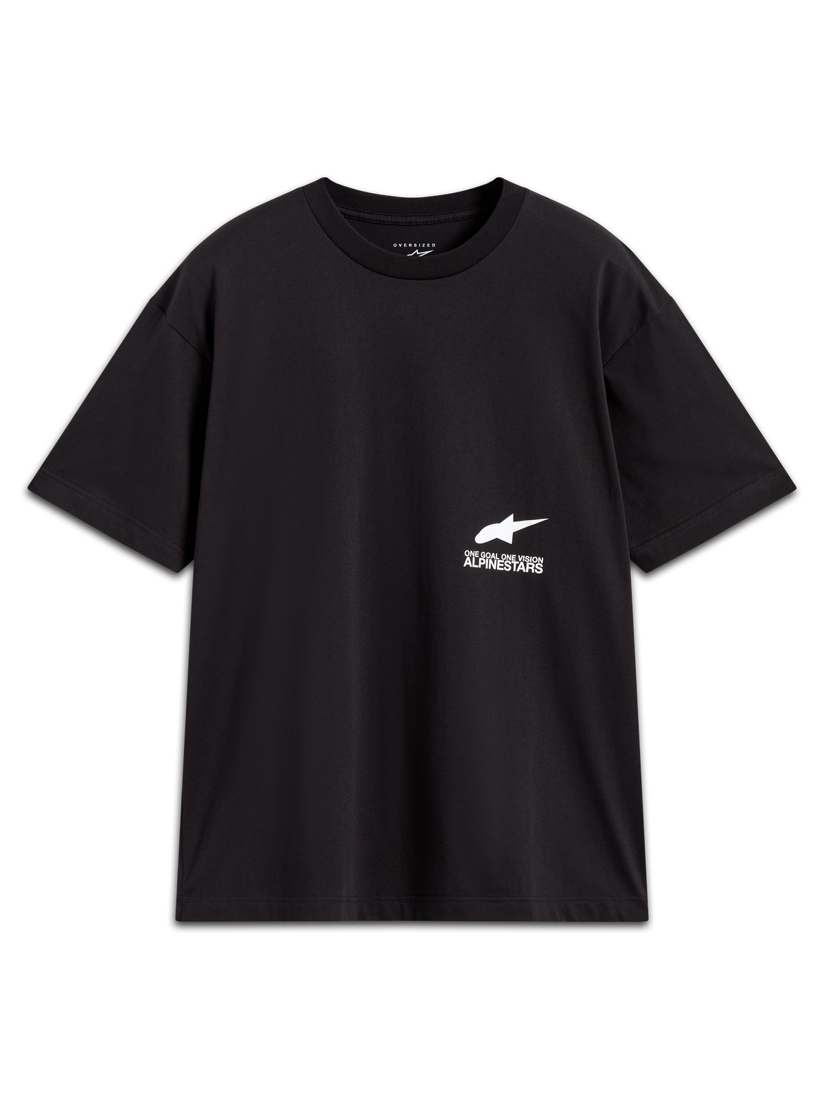Alpinestars Institute Oversized CSF Tee, black short-sleeve sportswear with white logo graphic and slogan.