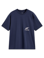 Alpinestars Institute Oversized SS CSF Tee, navy blue casual short-sleeve shirt with a white Astar logo and branding.