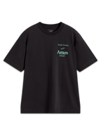 Alpinestars Post Oversized CSF Short Sleeve Tee, black cotton blend shirt with teal Astars logo and One Goal One Vision slogan.