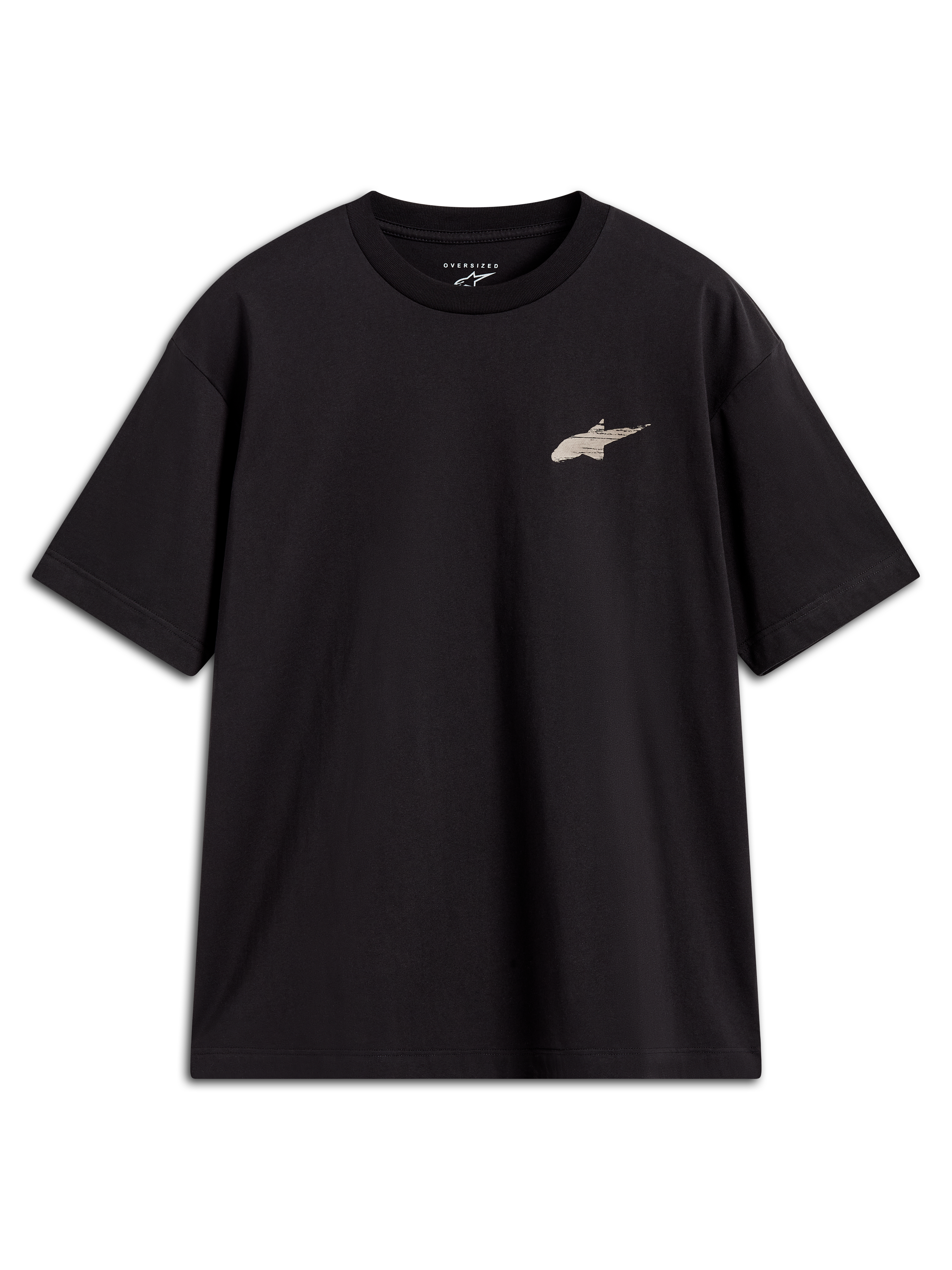 Alpinestars Checkback Oversized CSF Tee, black short sleeve sportswear t-shirt with a small front Astars logo.