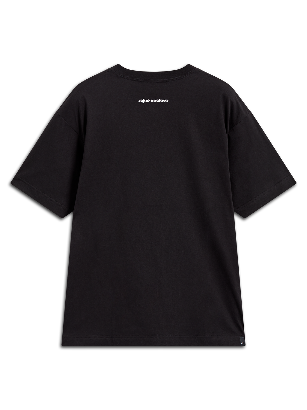 Alpinestars Mandate Oversized CSF Tee, black short-sleeve sportswear t-shirt with white word logo graphic on the upper back.