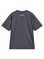Alpinestars Mandate Oversized CSF Tee, charcoal gray short sleeve t-shirt with white back word graphic, casual sportswear.