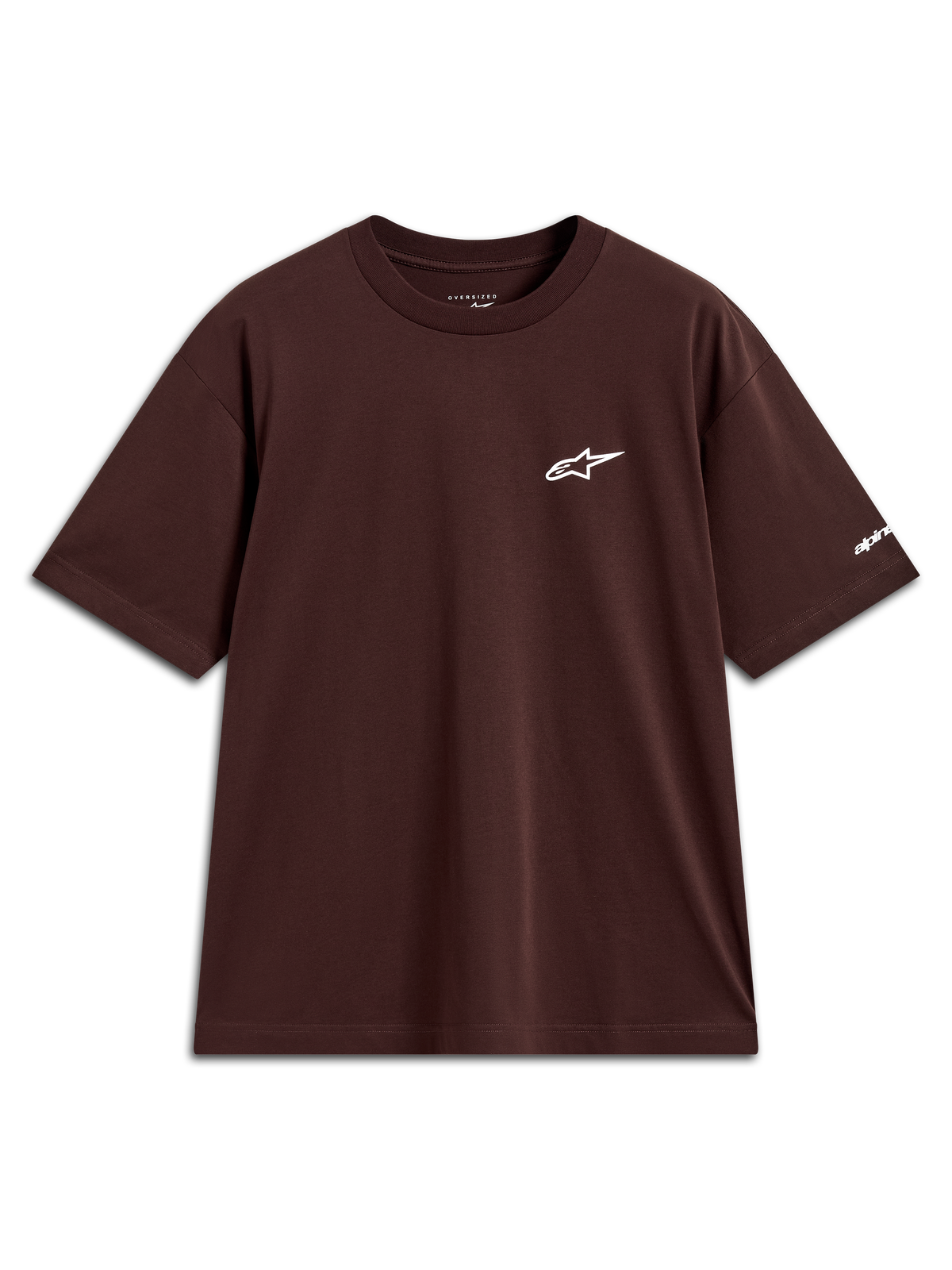Alpinestars Mandate Oversized CSF Tee, brown short-sleeve sportswear t-shirt with a white Astars chest logo puff print.