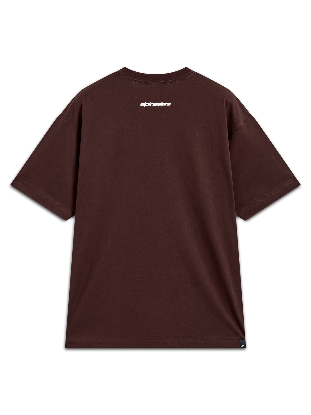 Alpinestars Mandate Oversized CSF Tee, dark brown short sleeve casual sportswear with a white Alpinestars back logo.