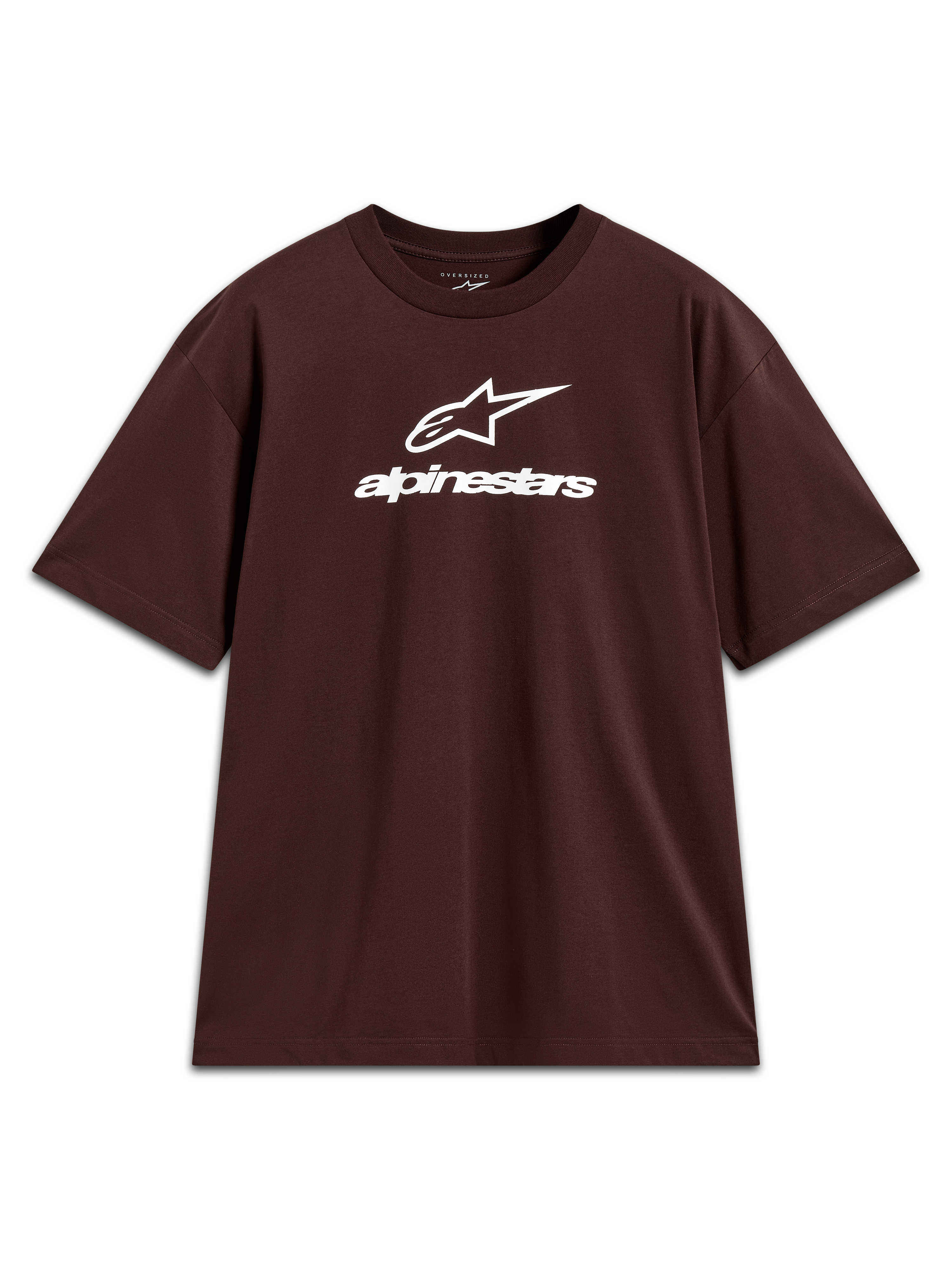 Alpinestars Prelude Oversized CSF Tee, brown short sleeve sportswear with white stacked logo on the chest.