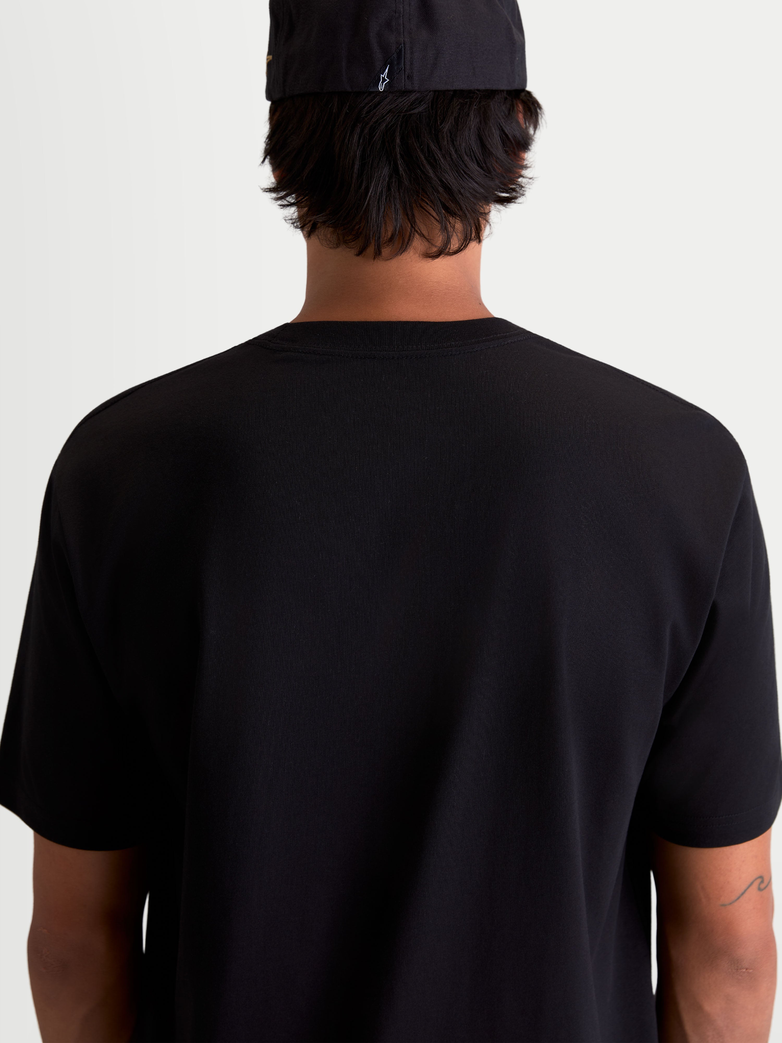 Alpinestars Cypress CSF Tee, Men's Short Sleeve Sportswear T-Shirt, Black, Rear View on Model, Casual Everyday Apparel, Premium Cotton-Poly Blend