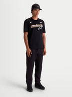 Alpinestars Cypress CSF Tee, Men's Short Sleeve Sportswear T-Shirt, Black with Front Astars Word Mesh-Fill Graphic and Logo, Premium Cotton-Poly Blend, On-Model Full Body View