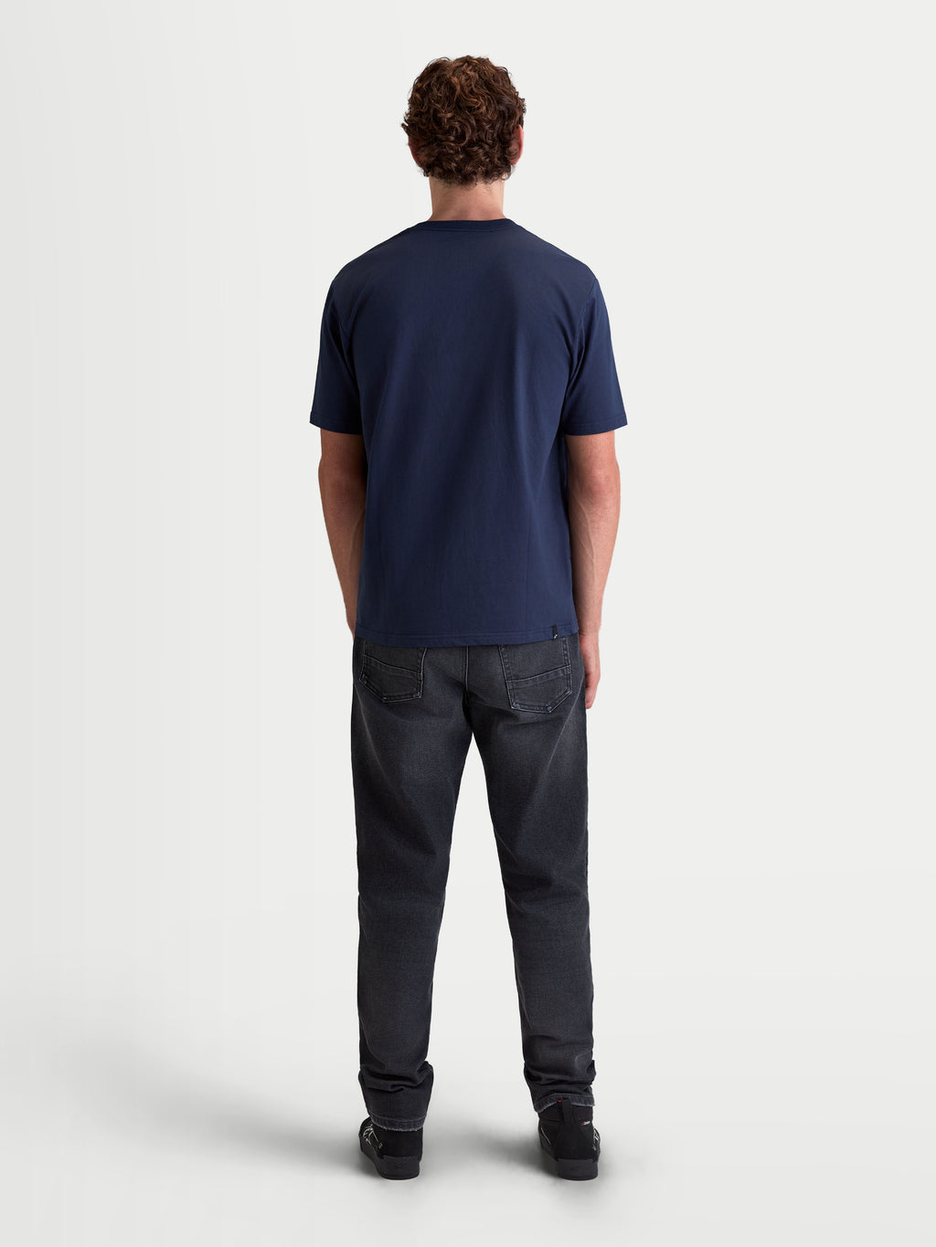Alpinestars Cypress CSF Tee, Casual Short-Sleeve Sportswear T-Shirt, Navy Blue, Men's and Women's Lifestyle Apparel, Cotton-Polyester Blend, Back View on Model.