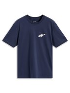 Alpinestars Meteor CSF Short Sleeve Tee in Navy Blue, casual sportswear featuring a small white Astars logo on the chest.