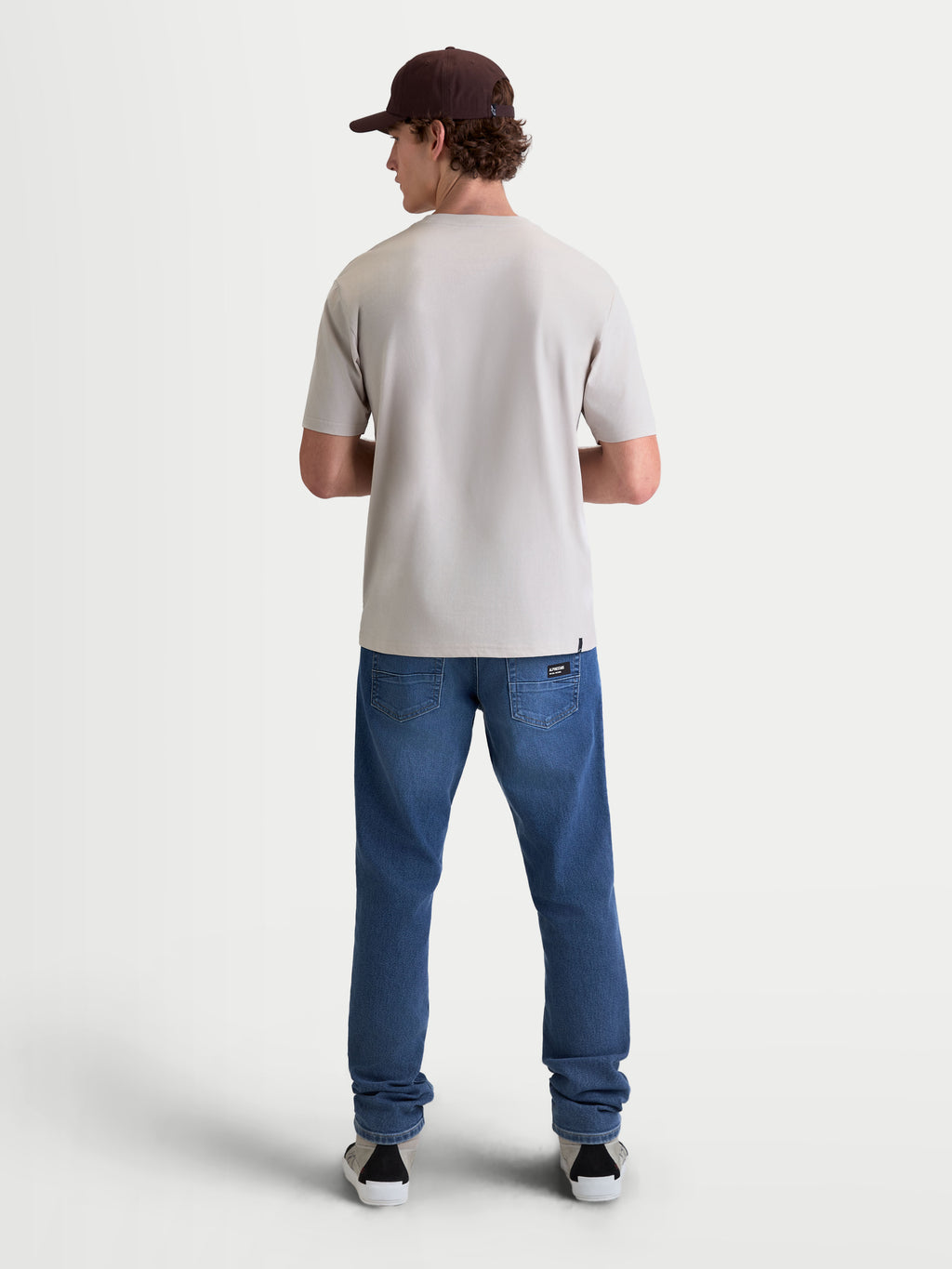 Alpinestars Elliptogrit CSF Tee, Men's Short Sleeve Sportswear T-Shirt in Cement Gray, back view on model, crafted from a premium cotton-poly blend for a casual motorsport-inspired look.