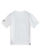 Alpinestars P1 CSF Tee, Short Sleeve Sportswear, White, Soft Cotton Blend, Back View with Black Sleeve Logo and Tag.