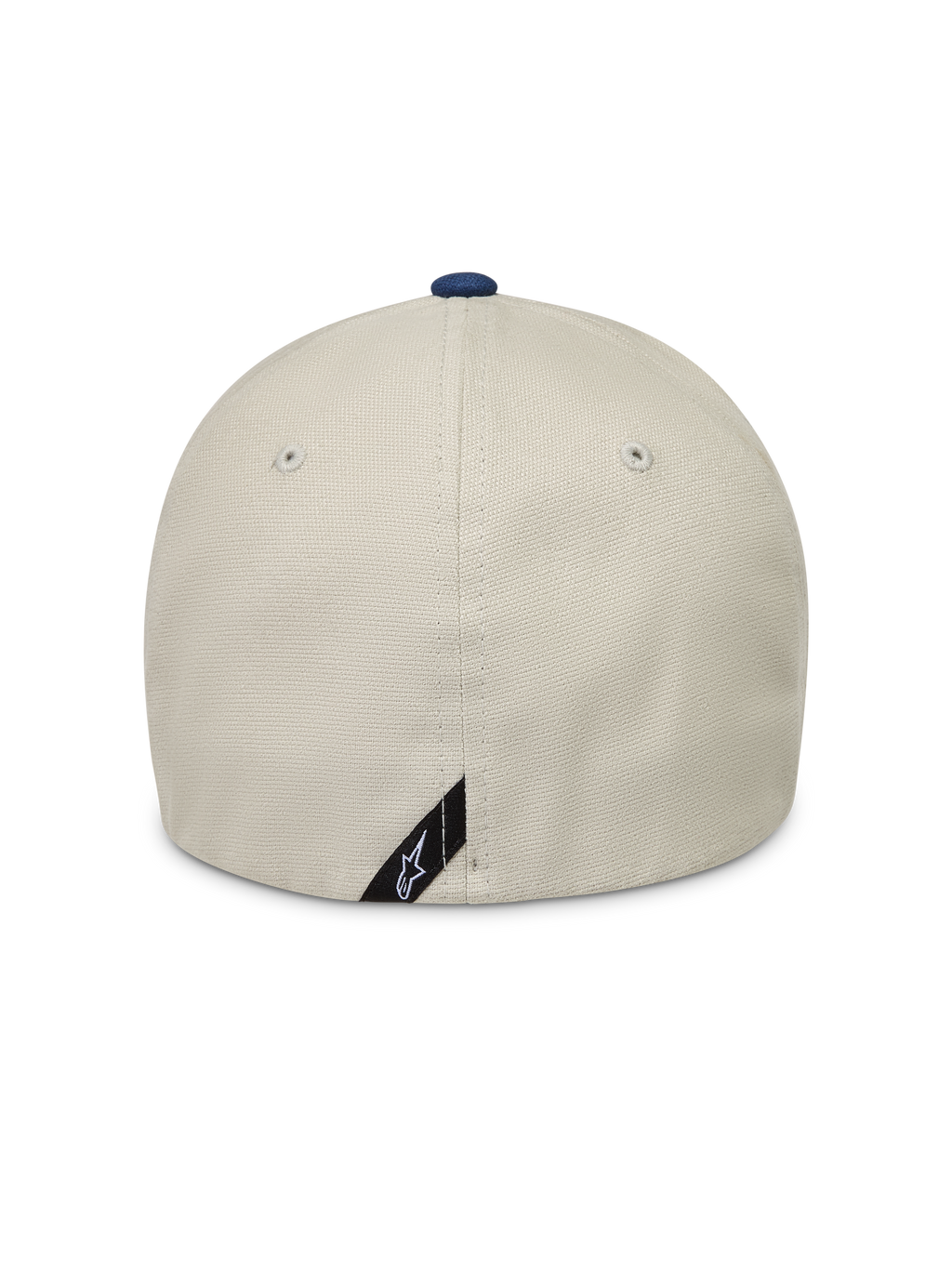 Alpinestars County Canvas Hat, Sand and Blue sportswear cap, back view showing the flex back and peached fabric texture.