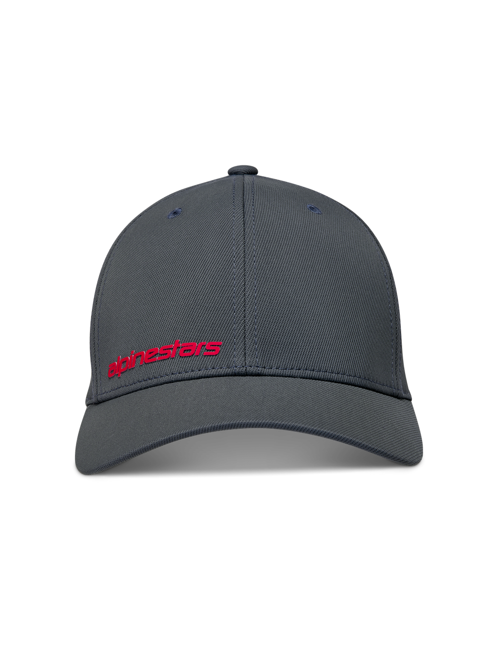 Alpinestars Points Hat in Dark Grey, nylon tactel flex-back baseball cap with a red HD print word logo.