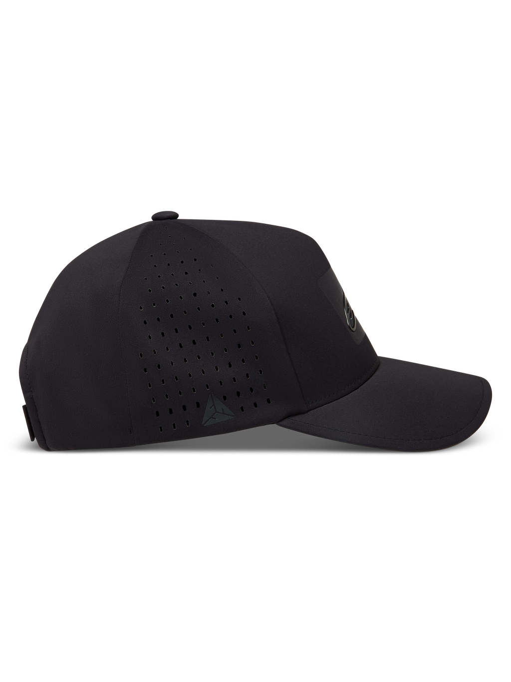 Alpinestars Algo Perf Adjustable Hat, black sportswear cap featuring side perforation, tech fabric, and curved bill.