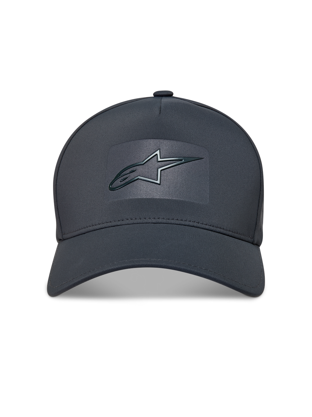 Alpinestars Algo Perf Adjustable Hat, dark grey tech fabric cap with sonic weld Astars logo and a curved bill.