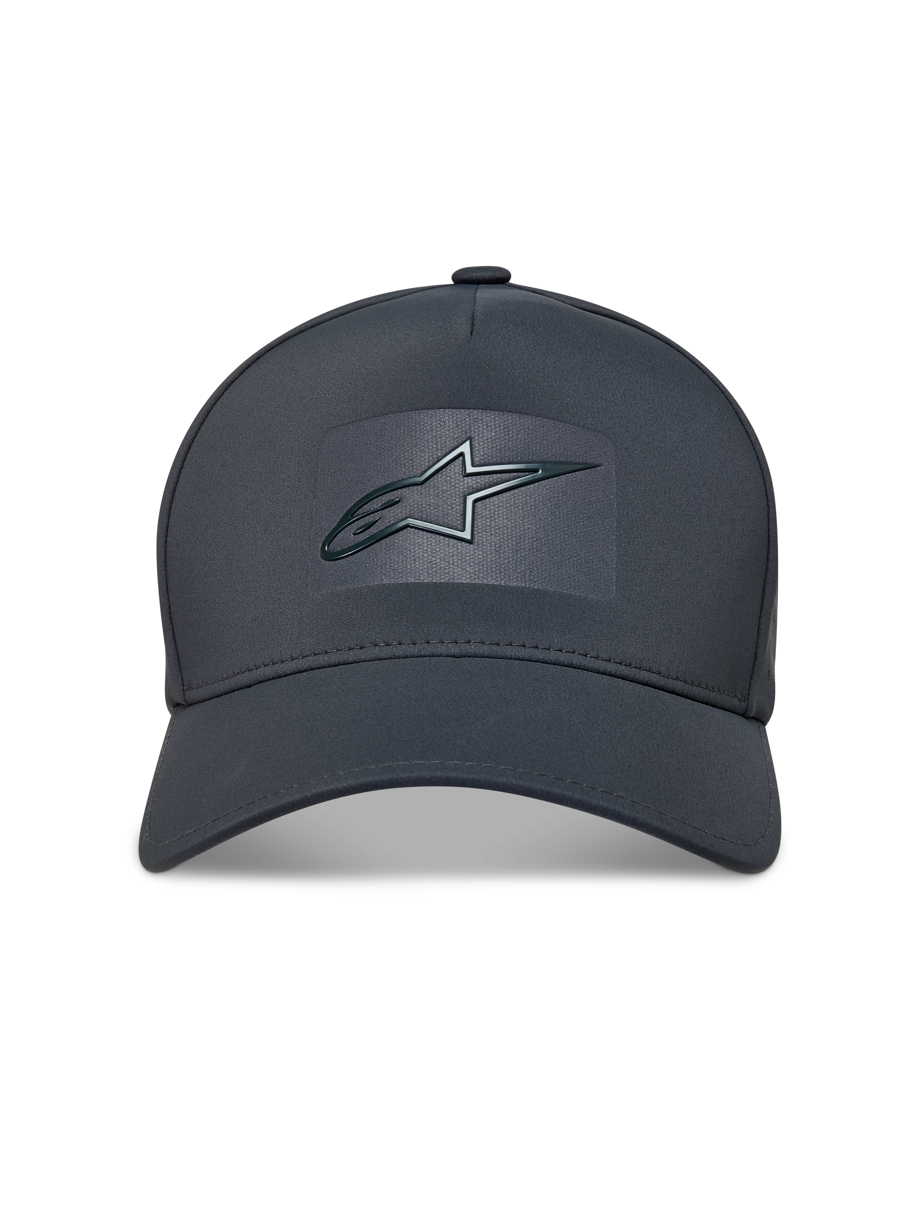 Alpinestars Algo Perf Adjustable Hat, dark grey tech fabric cap with sonic weld Astars logo and a curved bill.
