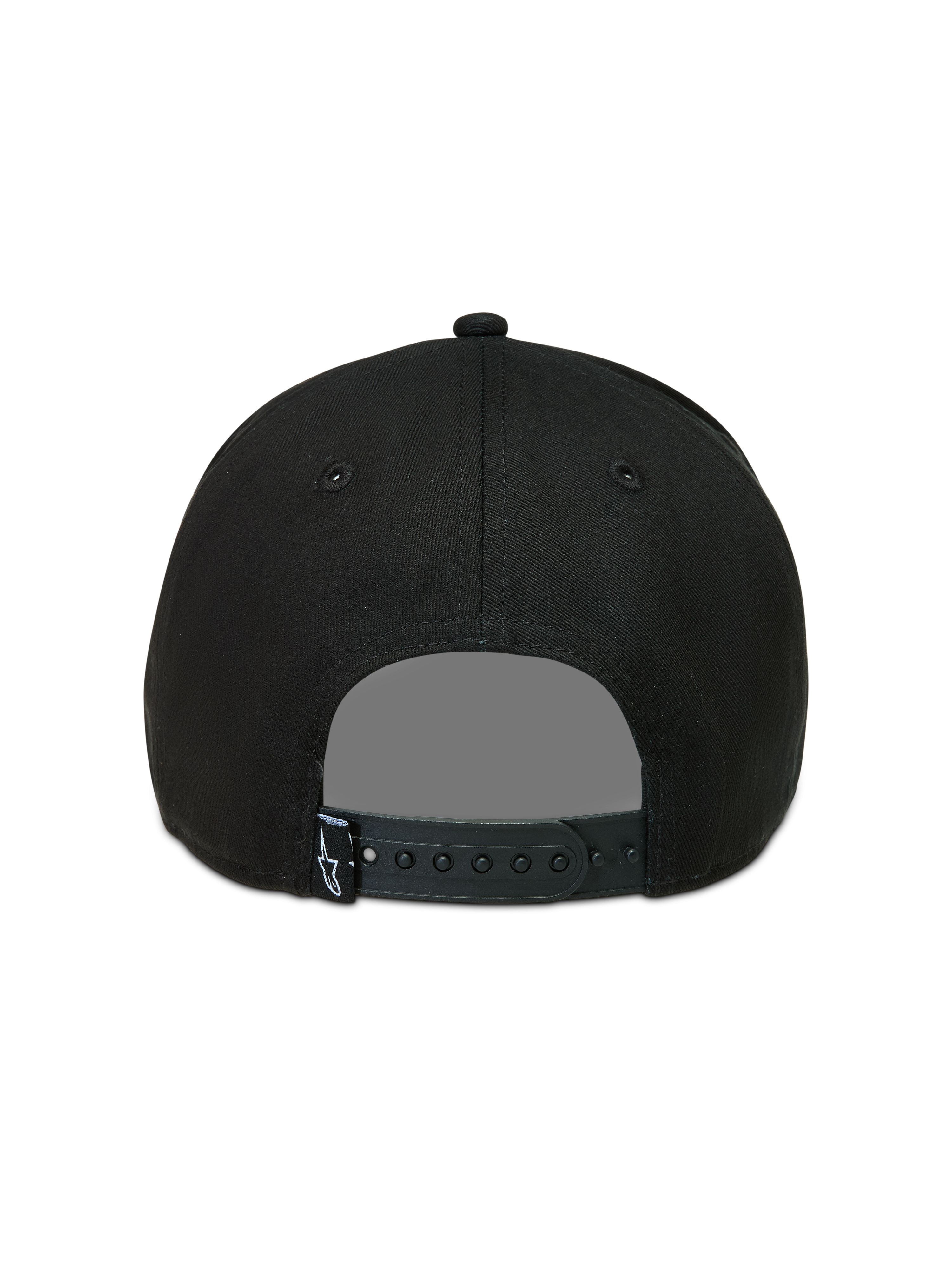 Alpinestars Acme Snapback Hat, Black Sportswear Cap, rear view showing adjustable snapback closure and small logo label.