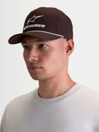 Alpinestars Combo Logo Snapback Hat, Brown Sportswear Baseball Cap, Men's Casual Lifestyle Hat with White Embroidered Logo and Rope Detail, Structured Crown and Curved Bill, 100% Cotton Twill.