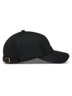 Alpinestars Dylan Dad Hat, Black twill sportswear cap with a curved bill and adjustable brass strap-back buckle.