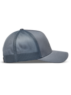 Alpinestars Augment Trucker Hat, Grey Sportswear Cap, side view showing breathable mesh back and curved bill.