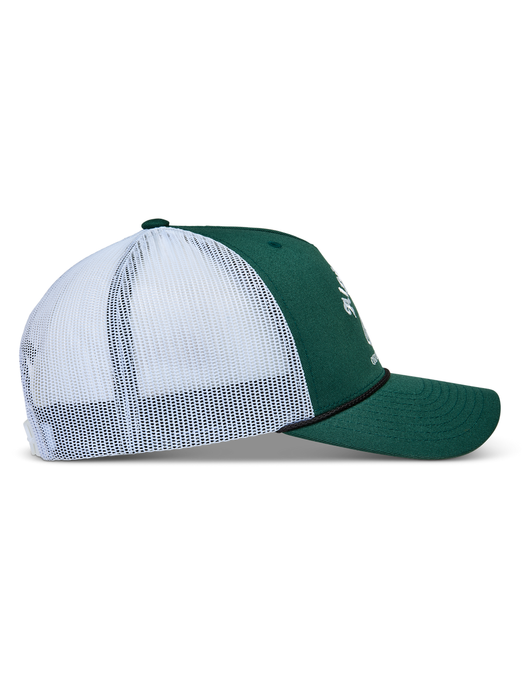 Alpinestars Baron Trucker Hat, Green and White sportswear cap featuring a curved bill, structured crown, and breathable white mesh back.