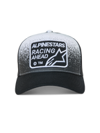 Alpinestars Gravel Trucker Hat, Unisex Sportswear Cap, Black and White Mesh Back with Racing Ahead Patch and Curved Bill