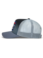 Alpinestars Gravel Trucker Hat, Sportswear Mesh Cap, Dark Gray and Black, Twill Front with Gravel Texture Print.