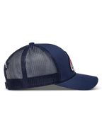 Alpinestars Meteorite Trucker Hat, Navy Blue Sportswear Cap with breathable mesh back and curved bill.