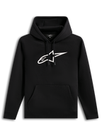 Alpinestars Ageless V3 Hoodie, black sportswear pullover featuring a white embroidered logo and kangaroo pocket.