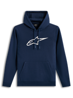 Alpinestars Ageless V3 Hoodie, Navy Blue and White casual sportswear pullover featuring a large embroidered chest logo.