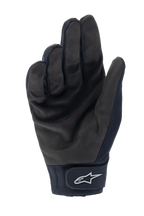 Alpinestars Stella A-Dura Thermal Gloves, Women's Cycling Gloves, Black, palm view with synthetic suede texture, neoprene cuff featuring hook-and-loop closure with white star logo, cold weather MTB gear