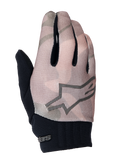 Alpinestars Youth A-Dura Gloves, Mountain Bike Gloves, Brown Camo and Black, featuring a grey star logo on the back, black neoprene cuff, and breathable textile upper for youth riders