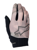 Alpinestars Youth A-Dura Gloves, Mountain Bike Gloves, Brown Camo and Black, featuring a grey star logo on the back, black neoprene cuff, and breathable textile upper for youth riders