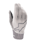 Alpinestars A-Dura Gel Gloves, Mountain Bike Cycling Gloves, Light Gray, textured fabric with large star logo on backhand, neoprene cuff, ergonomic gel-padded palm design for off-road riding